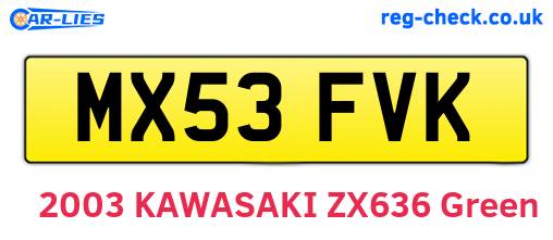 MX53FVK are the vehicle registration plates.