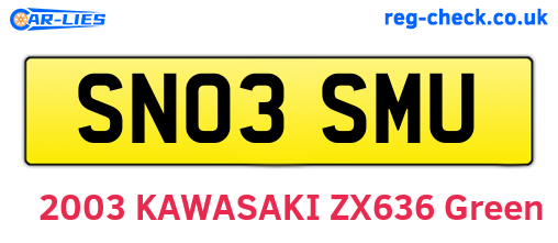 SN03SMU are the vehicle registration plates.