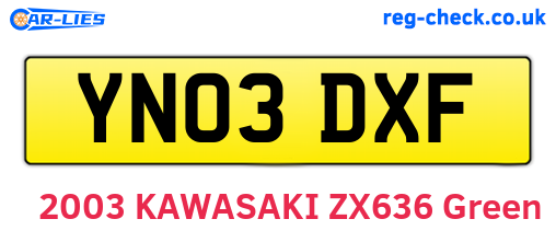 YN03DXF are the vehicle registration plates.