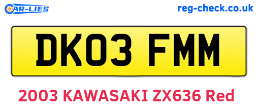 DK03FMM are the vehicle registration plates.