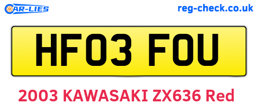 HF03FOU are the vehicle registration plates.