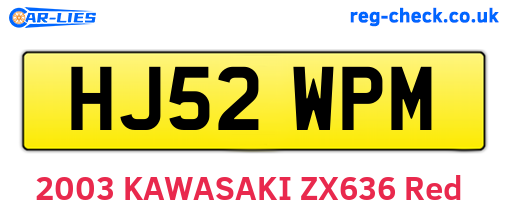 HJ52WPM are the vehicle registration plates.