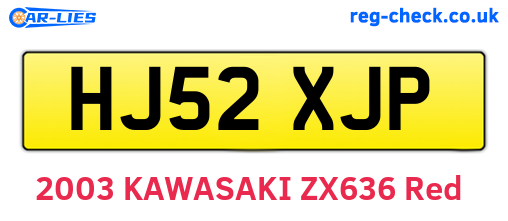 HJ52XJP are the vehicle registration plates.