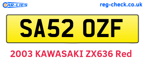 SA52OZF are the vehicle registration plates.