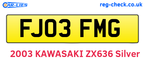 FJ03FMG are the vehicle registration plates.