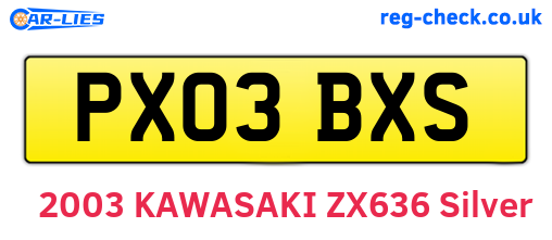PX03BXS are the vehicle registration plates.