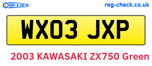 WX03JXP are the vehicle registration plates.