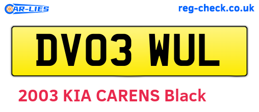 DV03WUL are the vehicle registration plates.