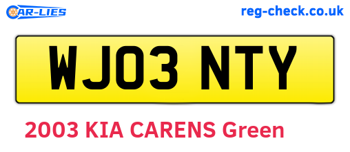 WJ03NTY are the vehicle registration plates.