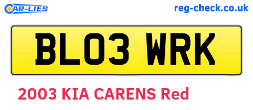 BL03WRK are the vehicle registration plates.