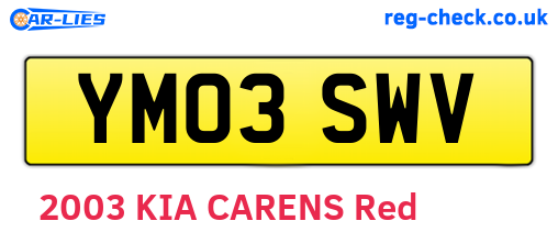YM03SWV are the vehicle registration plates.