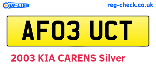 AF03UCT are the vehicle registration plates.