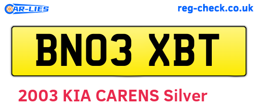 BN03XBT are the vehicle registration plates.