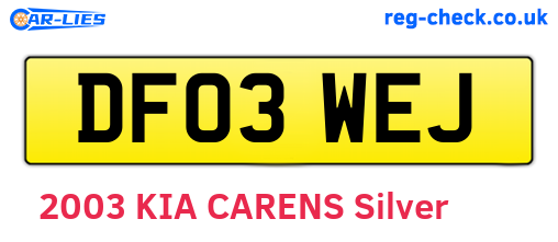DF03WEJ are the vehicle registration plates.