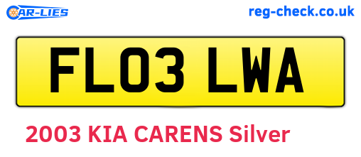FL03LWA are the vehicle registration plates.