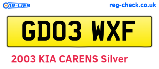 GD03WXF are the vehicle registration plates.