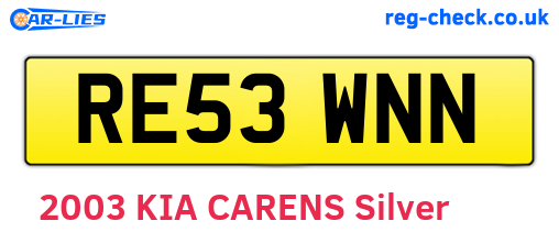RE53WNN are the vehicle registration plates.