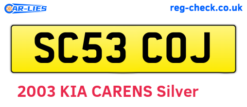SC53COJ are the vehicle registration plates.