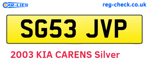 SG53JVP are the vehicle registration plates.