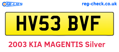 HV53BVF are the vehicle registration plates.