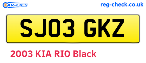 SJ03GKZ are the vehicle registration plates.