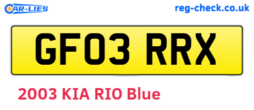 GF03RRX are the vehicle registration plates.