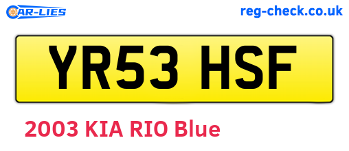YR53HSF are the vehicle registration plates.
