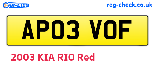 AP03VOF are the vehicle registration plates.