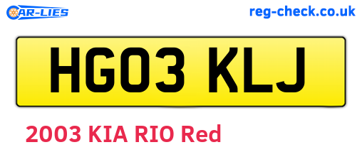HG03KLJ are the vehicle registration plates.