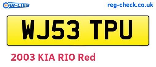 WJ53TPU are the vehicle registration plates.