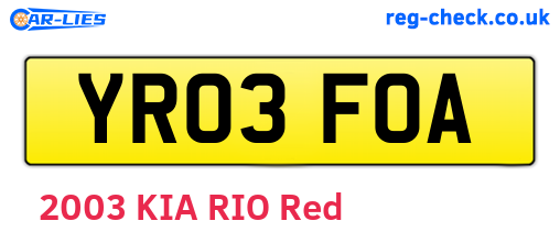 YR03FOA are the vehicle registration plates.