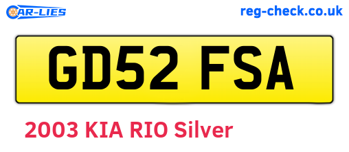 GD52FSA are the vehicle registration plates.