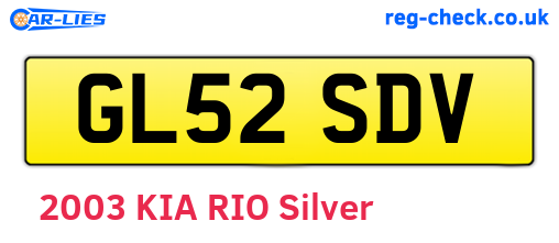 GL52SDV are the vehicle registration plates.