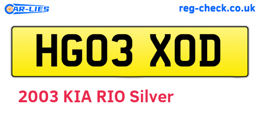 HG03XOD are the vehicle registration plates.
