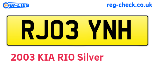 RJ03YNH are the vehicle registration plates.