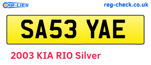 SA53YAE are the vehicle registration plates.