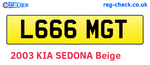 L666MGT are the vehicle registration plates.
