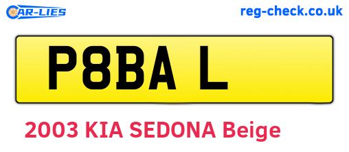 P8BAL are the vehicle registration plates.