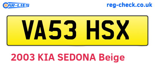 VA53HSX are the vehicle registration plates.