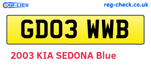 GD03WWB are the vehicle registration plates.