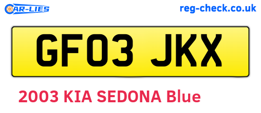GF03JKX are the vehicle registration plates.