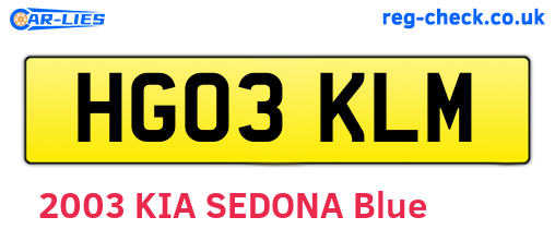 HG03KLM are the vehicle registration plates.