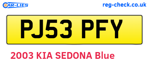 PJ53PFY are the vehicle registration plates.