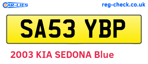 SA53YBP are the vehicle registration plates.
