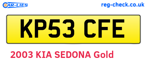 KP53CFE are the vehicle registration plates.