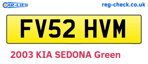 FV52HVM are the vehicle registration plates.
