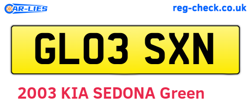 GL03SXN are the vehicle registration plates.