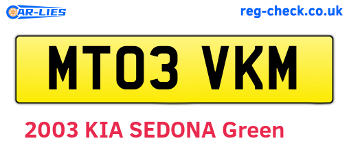 MT03VKM are the vehicle registration plates.