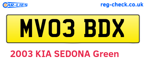 MV03BDX are the vehicle registration plates.