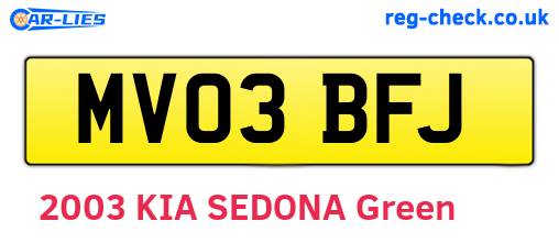 MV03BFJ are the vehicle registration plates.